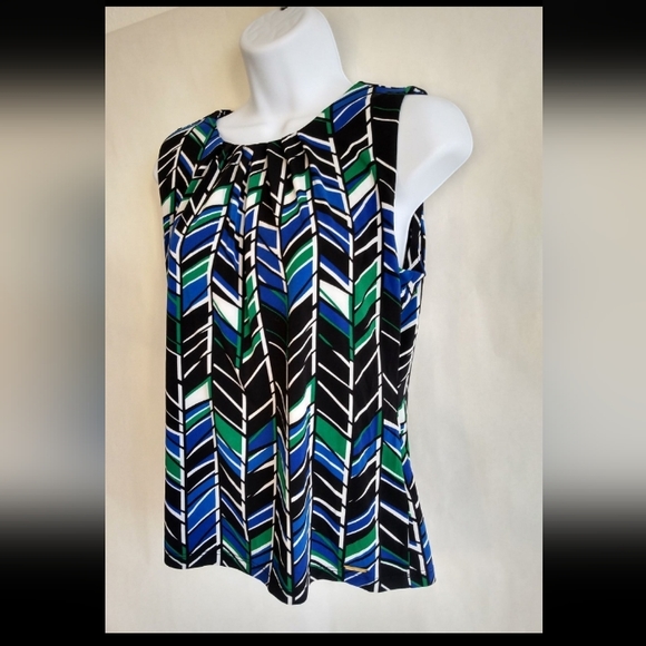 Calvin Klein Women's Sleeveless blouse Top Chevron size PM (Petite Medium) - Picture 3 of 12